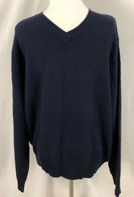 New Consensus Mens Pullover Sweater Solid Dark Navy Blue Cotton Size Large - Image 1 of 4