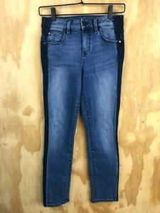 Level 99 Size 26 Dark Blue Side Stripe Skinny Denim Jeans Anthropologie 26x28 - Picture 1 of 10