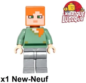 Lego - Figurine Minifig Minecraft Alex flat silver leg MIN026 21125 NEUF - Foto 1 di 1