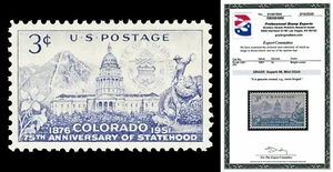Scott 1001 1951 3c Colorado Issue Mint Graded Superb 98 NH with PSE CERT - Picture 1 of 1