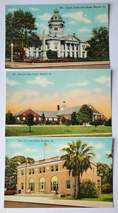 3 VTG PC VIEWS MOULTRIE GA COLQUITT CTY COURT HOUSE HIGH SCHOOL PO MINT - Picture 1 of 2
