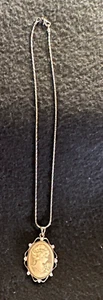 Women's 16" Brown Cameo and CZ Stones Necklace - Picture 1 of 3