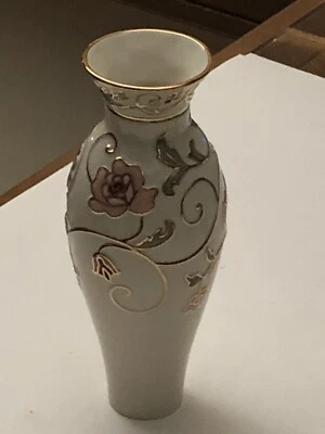 "Jarrón pequeño multicolor marfil jardín dorado Lenox 2007 8,5""" Foto 1 de 4