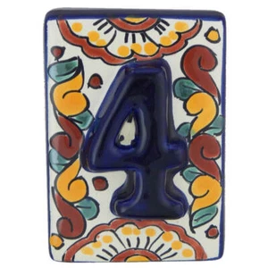 Mexican Tile House Numbers Address Numbers Ceramic House Number Talavera # 4 - Picture 1 of 2