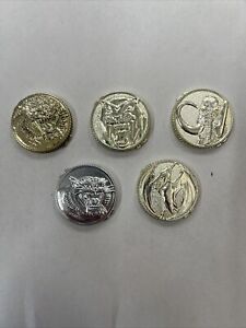 Lot Of 5 Vintage MMPR Mighty Morphin Power Rangers Morpher Gold Coins
