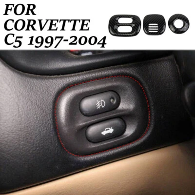 Tapicería de botón de control central estilo fibra de carbono para Chevrolet Corvette C5 Foto 1 de 4