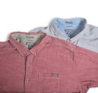 Lot Of 2 Eddie Bauer Classic Fit Cotton Dress Shirts Gray + Red Long Sleeve 2Xl
