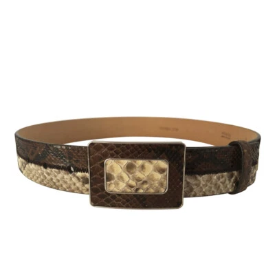 Prada Cinture in Pitone Patch Show Tobacco-Roccial Belt, Size 32/80 - Image 1 of 3