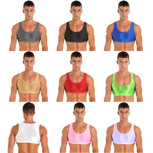 Hombres Aceite Brillante Sin Mangas Músculo Medio Recorto Camisetas sin Mangas Chaleco Camiseta Sujetador Deportivo Camiseta - Imagen 1 de 105