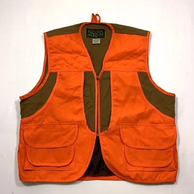 River Run Hunting Vest Large Orange Padded Shoulders Pockets - Image 1 of 4
