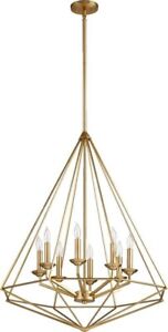 Quorum Bennett- 8 Light Pendant in style - 28.5 inches wide by high-Aged Brass