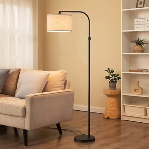 Modern Black Arched Floor Lamp, Metal Standing Arc Lamp with Foot Switch, Corne - Picture 1 of 12