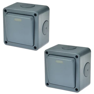 2 PK 10A 2 Way Single Switch Storm Weatherproof Outdoor Switched Waterproof New - Picture 1 of 7