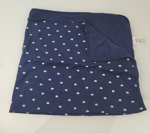 Carter's Elephant Baby Blanket Swaddle Navy Blue White Jersey Knit Stretch Lovey