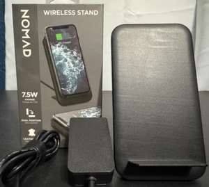 Nomad Wireless Charging Stand - 7.5W - Black - Leather - iPhone / Samsung - Photo 1 sur 3