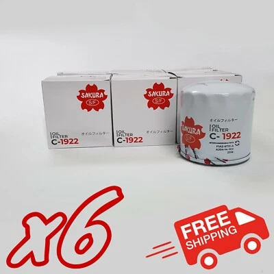6x Pack of Sakura C-1922 Oil Filters - Equivalent of Ryco Z516 - image 1 of 2