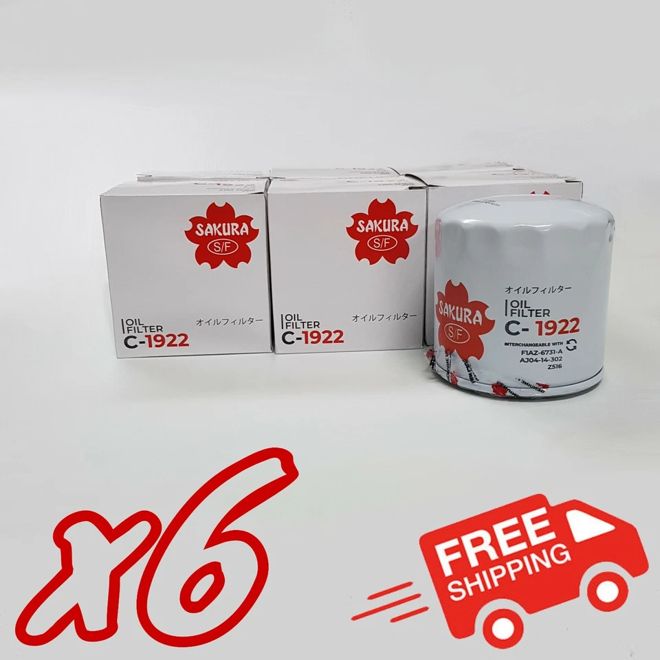 6x Pack of Sakura C-1922 Oil Filters - Equivalent of Ryco Z516 - image 1 of 2