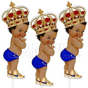 3 centros de mesa reales azul rojo príncipe afroamericano baby shower real afroamericano - Imagen 1 de 1