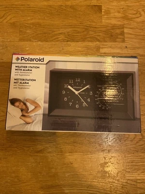 Polaroid Clock Alarm Thermo/Hygrometer New Homeware Furnishing Weather Analogue - Image 1 of 4