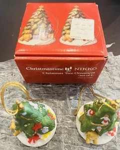 Nikko Christmastime Figural Christmas Tree Ornaments Set Of 2 In Original Box - Picture 1 of 9