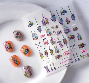 Nail Art Stickers   5D EMBOSSED GARDEN HANGING BASKETS TS-139 - Picture 1 of 1