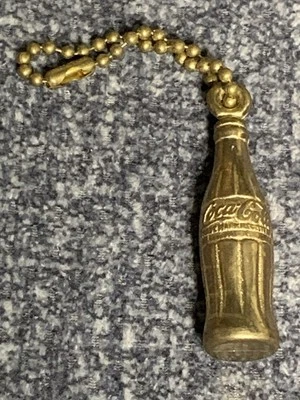 Vintage Brass Metal Coca Cola Bottle Keychain Coke Key Chain - Image 1 of 4