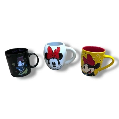 Disney 3 Mug Bundle Minnie Mouse Black White Yellow Red - Image 1 of 4