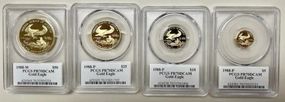 Rare 1988-W Gold Eagle Proof Set PCGS PR70 DCAM Mercanti Signed Very Low Pop F/S - Image 1 of 2