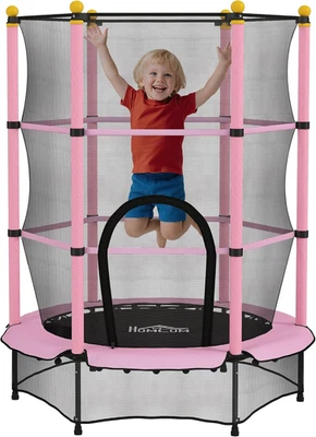 Trampolino Elastico per Bambini Con Rete Di Sicurezza E Pali Imbottiti, Tappeto  - Immagine 1 di 4