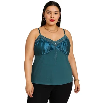 Camiseta sin mangas vintage Y2K Venezia con cuentas cami 20 azul verdoso caprichoso boho Fairycore Foto 1 de 4