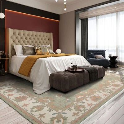 Alfombra de lana de salvia de varios tamaños Agra LoomBloom Transitional enganchada a mano Foto 1 de 4