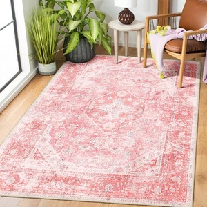 Pink Rugs for Bedroom Girls 3'x5' Rug Washable Boho Area Rug for Living Room ... - Picture 1 of 7