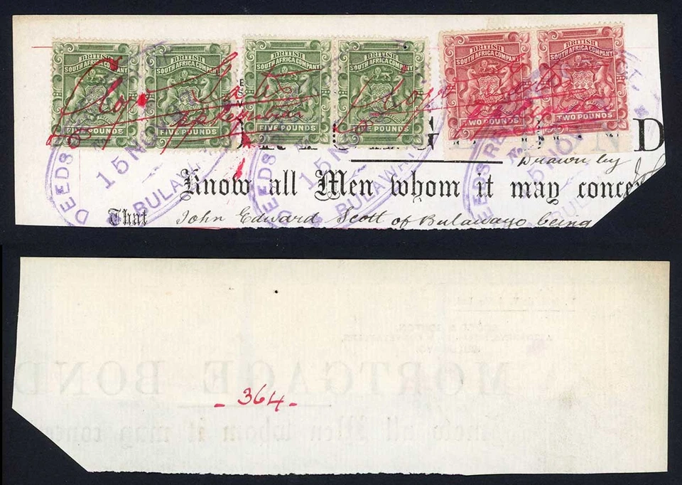 Rhodesia SG11 x 2 y SG12 x 4 en pieza Cat 240 como usado fiscalmente Foto 1 de 1