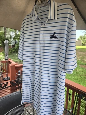 Camisa polo de golf para hombre Amelia Island Omni Resorts Dri Fit blanca a rayas talla grande  Foto 1 de 4