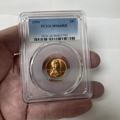 1956 Lincoln Cent Certified By PCGS As MS66RD, Bright Red Beautiful Copper  Coin - Image 1 of 4