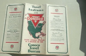 1940 Indiana road map Conoco oil gas - Picture 1 of 4