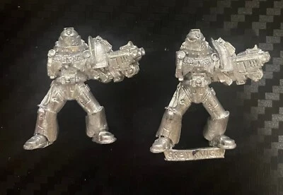 Warhammer 40k x2 Grey knights in power armor missing right arms & packs, used. - Image 1 of 2