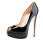 High Heels Patent Leather Stiletto Women Open Toe Slip On Sandals Nightclub Pump