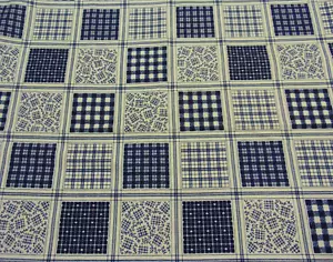 1992 Cotton Fabric Traditions Blue/White Cheater Quilt Top Squares 1yd x 44" - Picture 1 of 6