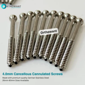 4.0mm Cancellous Cannulated Short Thread SS Set Of 225 Pcs Orthopedic Implants - Picture 1 of 9