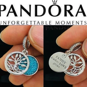 Pandora Glow-in-the-Dark Infinity Family Tree Double Dangle Charm 793599C01 - Picture 1 of 8