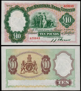 NORDIRLAND 10 PFUND (P160) 1942 DIE NATIONALBANK LTD PRÄFIX A AU/UNC - Bild 1 von 1