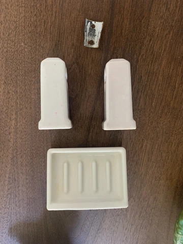 Vintage Porcelain Bathroom Soap Dish Rectangular Wall Mount And Wall Towel Rack Cover