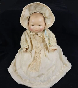 RARE 1920s BYE-LO Baby Doll Copr by GS Putnam USA Made 13" Composition/Linen/Cel - Picture 1 of 24