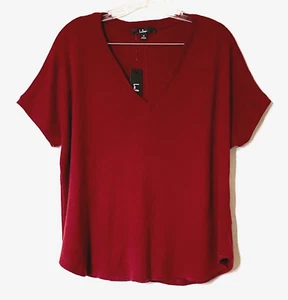 Maglione donna Lulus True Story medio bordeaux manica corta misto rayon nuovo con etichetta - Foto 1 di 13