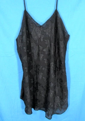 VTG LADY CAMEO Black SEMI SHEER JACQUARD Floral Print NIGHTGOWN CHEMISE Gown 1X - Image 1 of 4