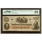 New Listing1862-63 $100 Confederate Currency Choice Uncirculated Pmg 63 Epq T41 San Antonio