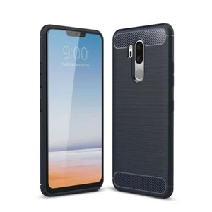 Etui Komórka Ochrona do LG G7 Case Cover Bumper Wygląd włókna węglowego Etui Ramka Niebieskie - Zdjęcie 1 z 8