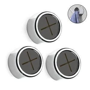 3 Pieces Kitchen Towel Hooks Round Adhesive Dish Towel Hook Premium Chrome Fi... - Picture 1 of 7