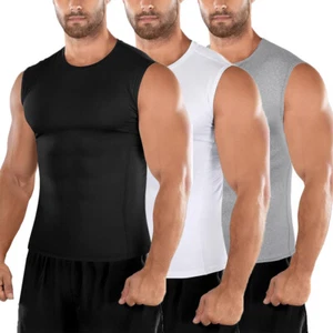 Men Sleeveless Muscle Tee Basic Solid Blank Tank T Shirt Hot Summer Gym Vest Top - Picture 1 of 24